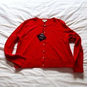 AVA & VIV Red Lightweight Button Up Cardigan Sweater 1X NWT Christmas Holidays!